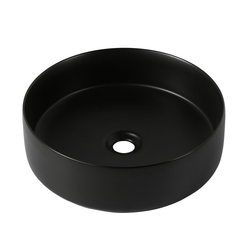 Cuvette d'art en céramique pour salle de bain - coins arrondis, 7,1 po Hauteur de l'emballage, noir mat, poids de 18,96 lb, teinture