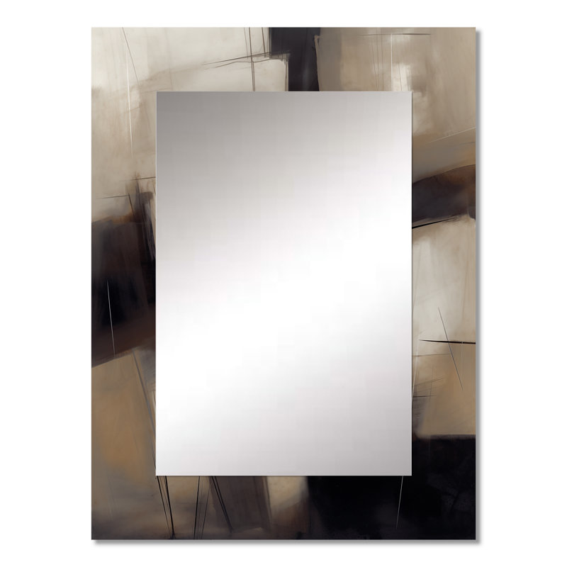 Painting Of Abstract Shapes IV - Abstract Painting Mirror, Modern Unique Wall Mirror, Printed Metal Art, 40" x 30"