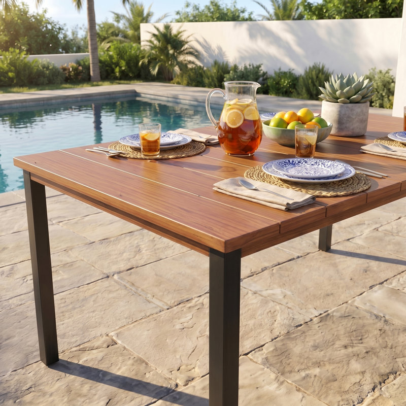 Brown Rectangular Outoor Patio Dining Table