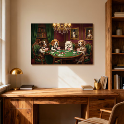 Animals Dogs Playing Poker In Elegant Room