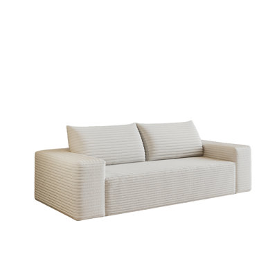 Canapé 63 po 2 places, tissu velours côtelé, sièges profonds, canapé causeuse confortable, sans assemblage, 1 pièce pour salon, chambre à coucher, salle de conférence, appartement, blanc