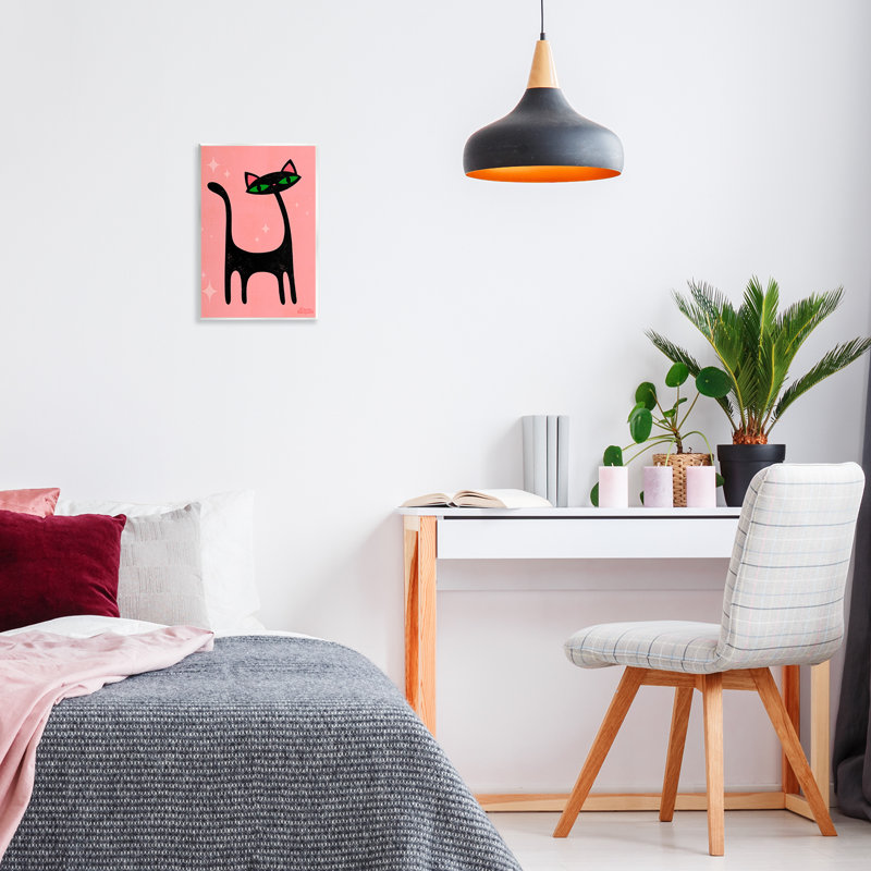 Art rétro sur plaque de chat noir par Carrie Cantwell, H 15 po x l 10 po