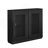 Fluted Hollowed Out Westover Cabinet with 2 Outlet Holes, Buffet Cabinet with Storage, Black-1301184402