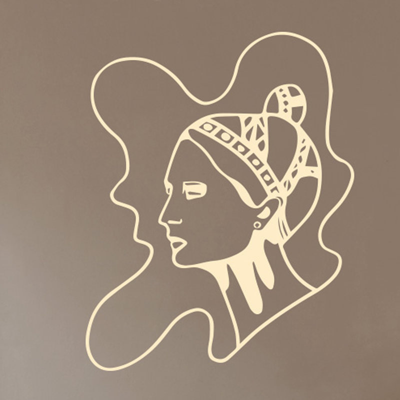 Art Nouveau Women Wall Sticker, Large, Beige