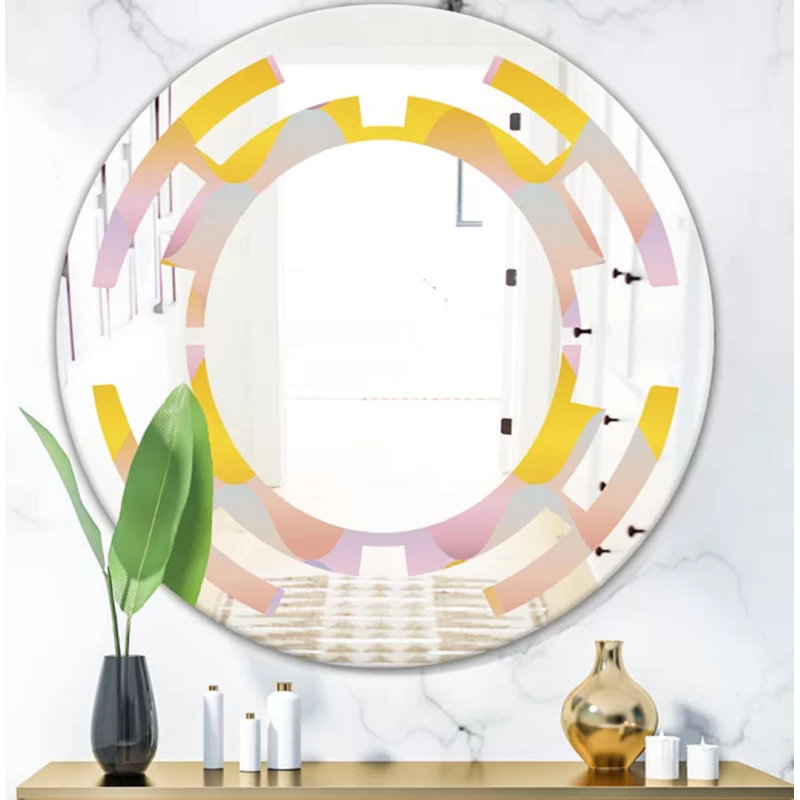 Miroir de salle de bain moderne et contemporain à motif de losanges géométriques Space, 23,6 po x 23,6 po