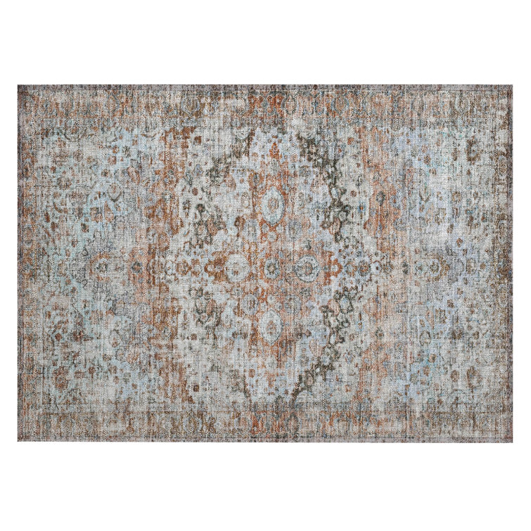 Machine Washable Indoor/Outdoor Xhevrie Paprika Rug
