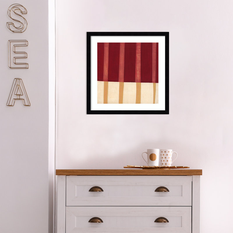 «Akara Broken Stripes 4» par Laura Nugent, reproduction d'art encadrée, Noir, H 17 po x l 17 po x P 1 po
