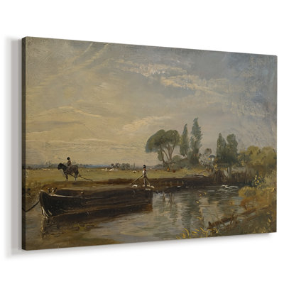 Vue sur le Stour près de Dedham (croquis à l'huile) -John Constable-Toile tendue avec châssis-c. 1821-1822