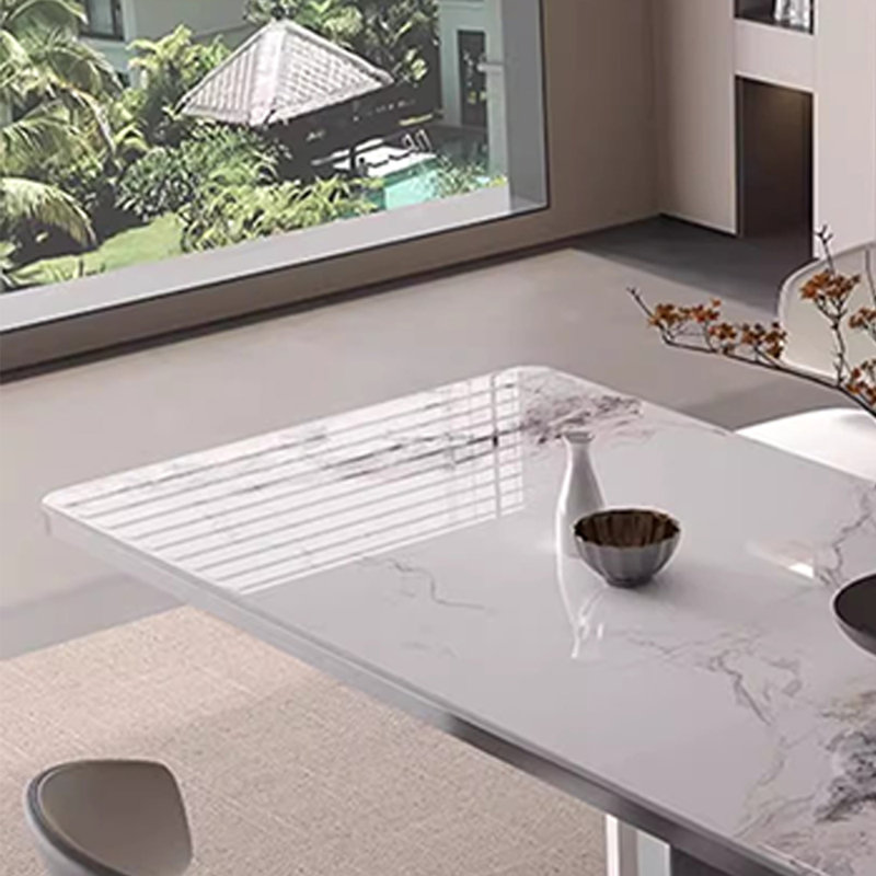 High-end minimalist rectangular  table and chair, White/Gray