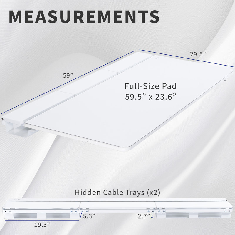  Plateau de table dissimulé 60 po x 30 po avec cadre pour bureau debout