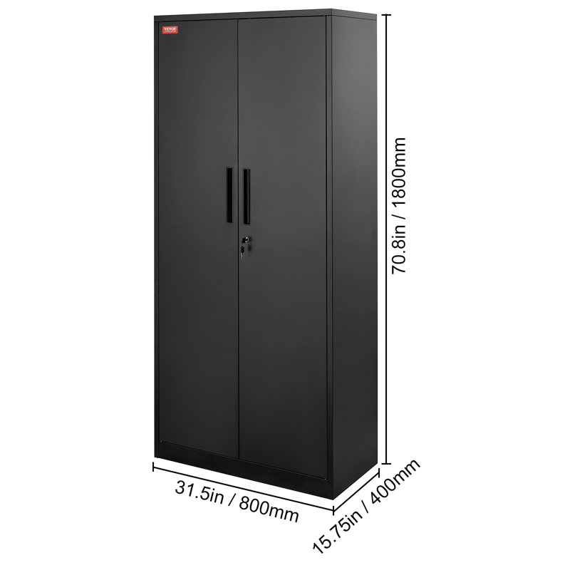 Metal Single Storage Cabinet ( 179.8cm H x 80cm W x 40cm D), Black