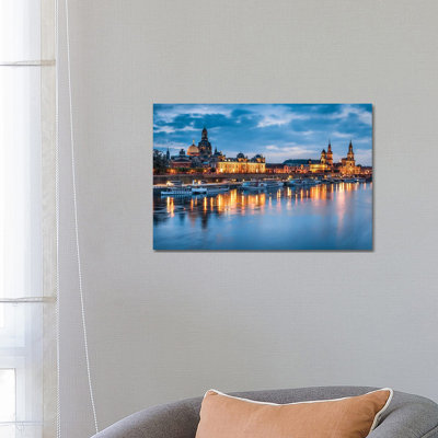 Dresden Skyline at Night 1 Piece Wrapped Canvas Wall Art