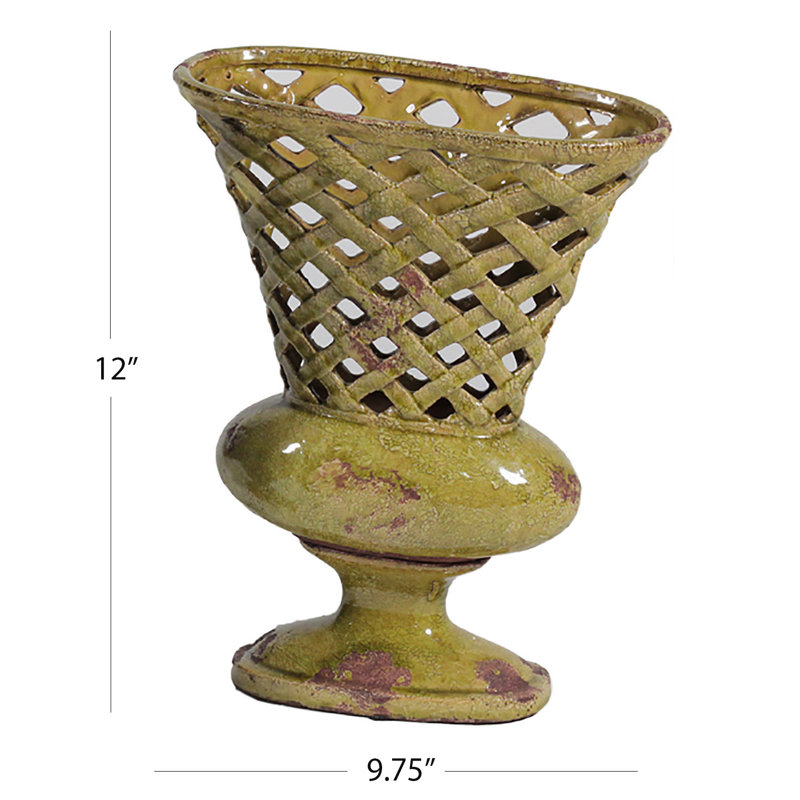 Tankersley Ceramic Table Vase, Yellow, 12"H x 9.75"W x 9.75"D