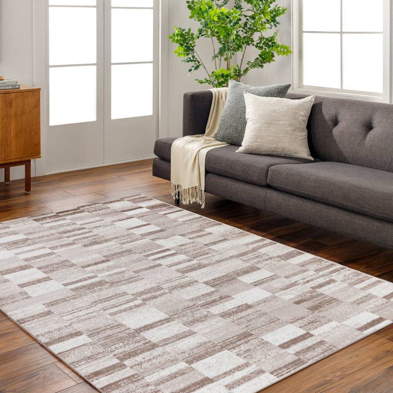 Brown Modern Rug, Abstract Easy to Clean Rug For Living Room, Dining Room, Bedroom, Kitchen, Rectangle 200 x 275cm