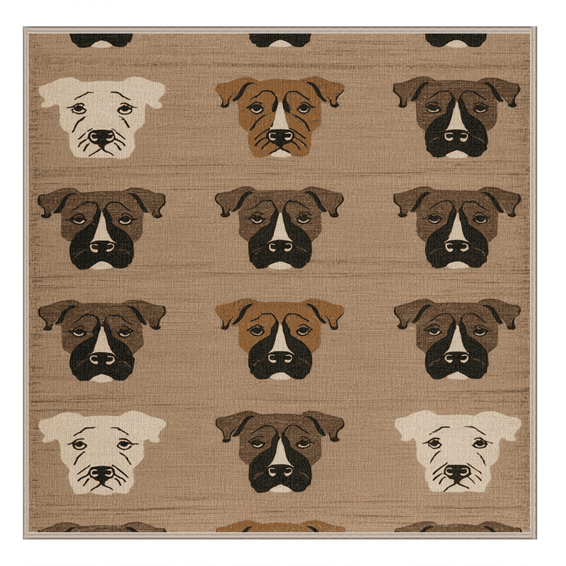 Washable Bull Terrier Dogs Area Rug, Square 4'