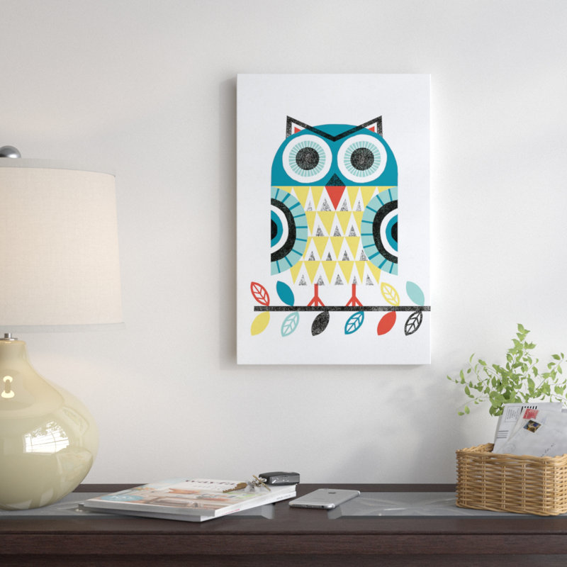 Folk Lodge (Owl II) - Impression sur toile tendue, H 12 po x l 8 po x P 0,75 po