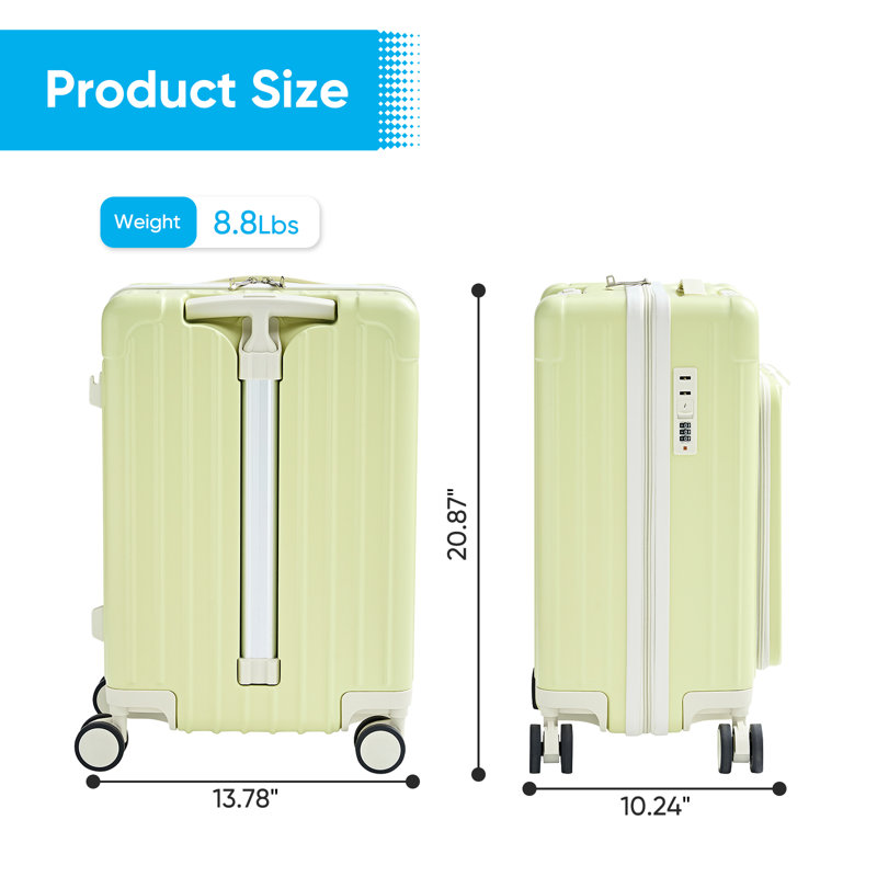 Front‑Open Carry‑On Luggage Hard Shell Suitcase with USB Port
