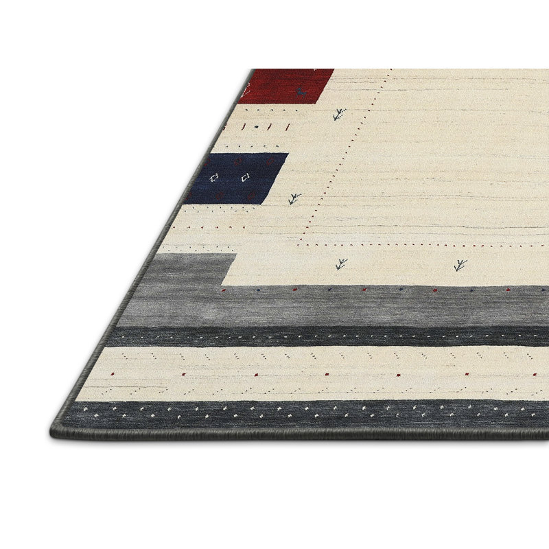 Tapis contemporain gris / beige, Rectangle 5 pi x 8 pi