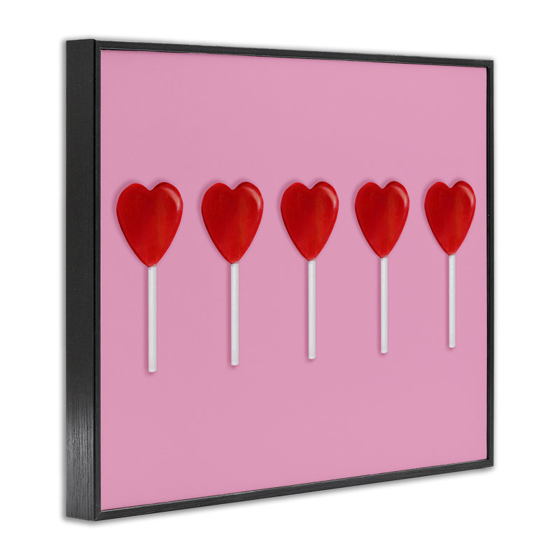 «Valentine's Heart Pops», estampe numérique, design par Lish Creative, H 16 po x l 20 po, Giclée encadrée noir minuit