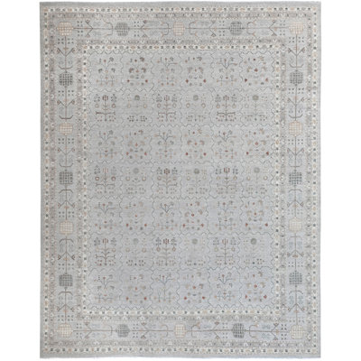 Hand Knotted Wool Area Rug in Cream