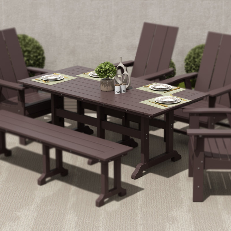 Laguna Rectangular Outdoor Dining Table With Umbrella Hole , 71'' in. W 37'' in. D, Dark Brown