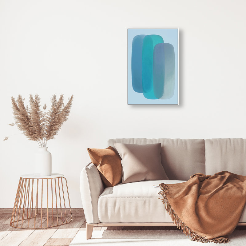 Teal Gradients Print by Oliver Gal, 31"H x 21"W, White Floater Frame