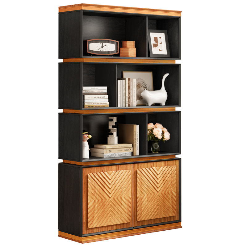 70'' Bookshelf  Bookcase With Storage Cabinet Book Shelf With Doors