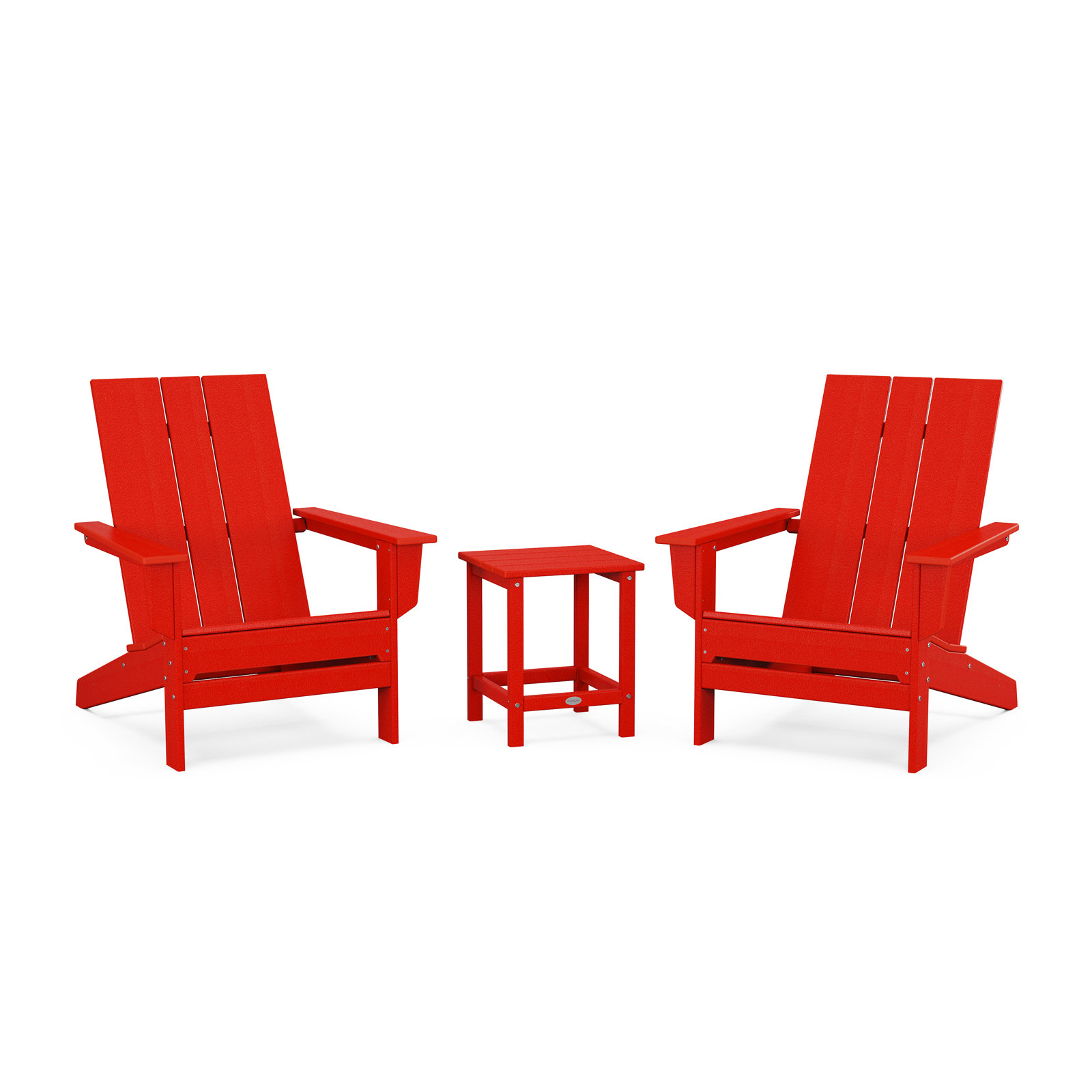POLYWOOD® x AllModern Adirondack Chairs with Table, Sunset Red