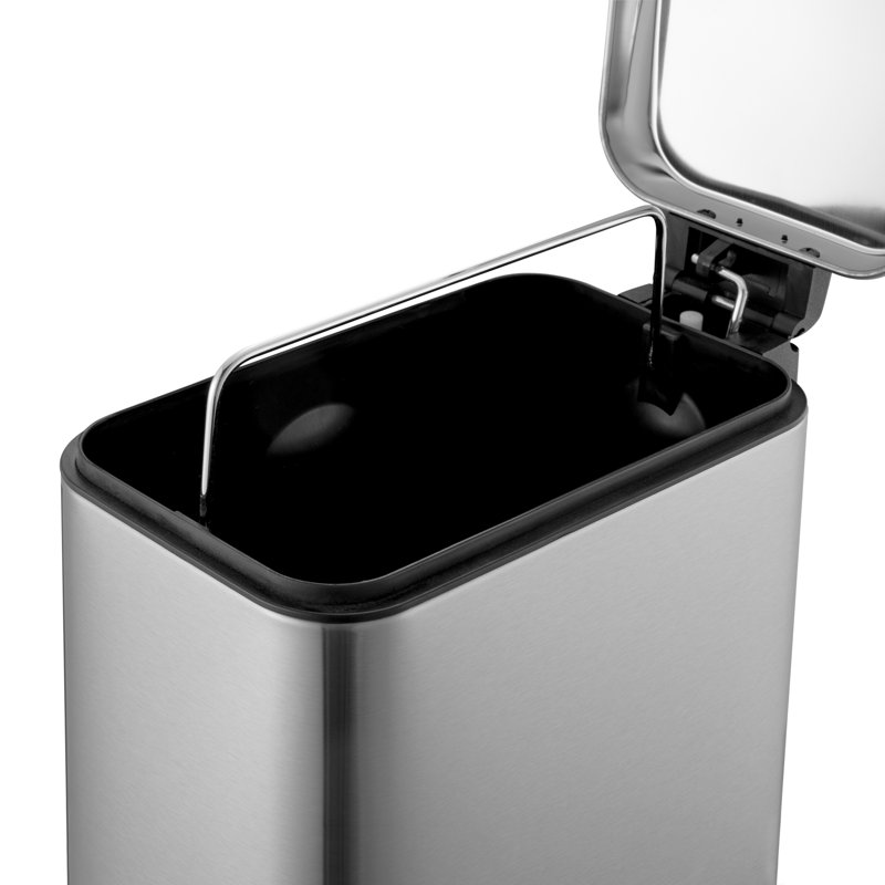 Qualiazero 1.3 Gallon Slim Stainless Steel Bathroom Trash Can, Argent