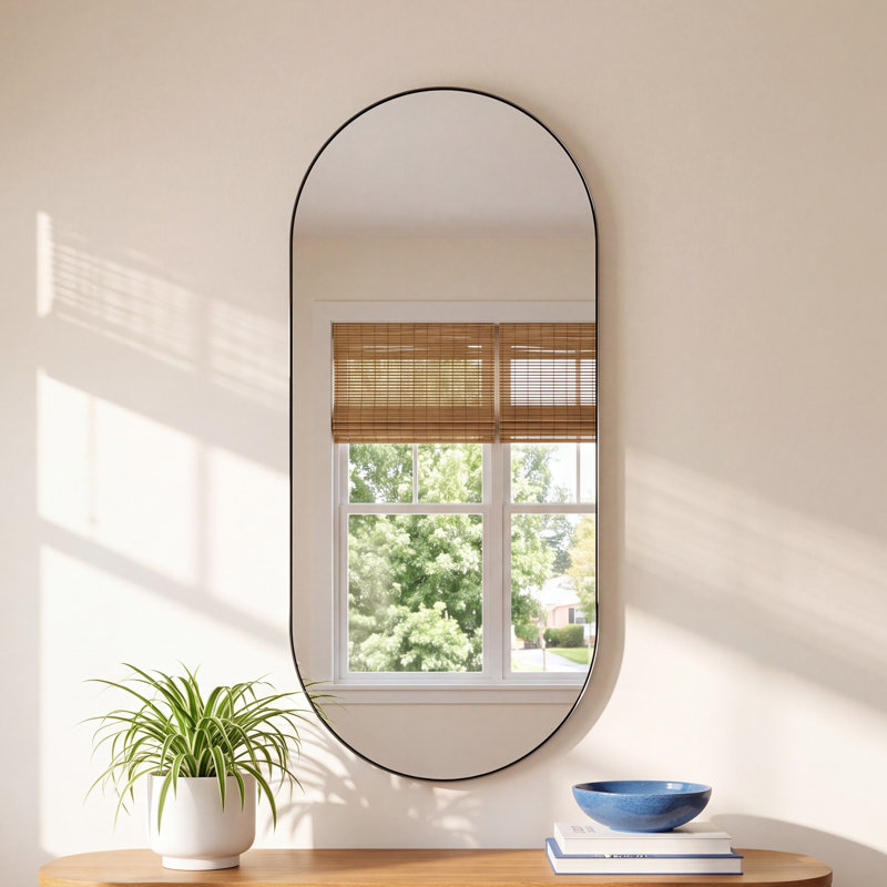 Mantra Stainless Steel Frame Oval Wall Mirror, Stainless Steel