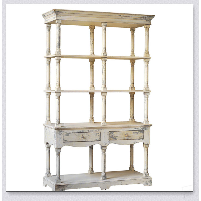 Bibliothèque de 51 po x 19,5 x 81,5 en bois de style champêtre, présentoir élégant et solution de rangement Adela