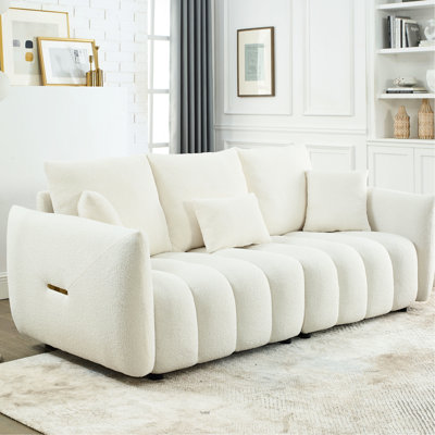 3 - Seater , Soft Fabric, Solid Wood Frame, Back Pillows, Cushions, Modern Scandinavian Style Interiors Design, Industrial Spaces