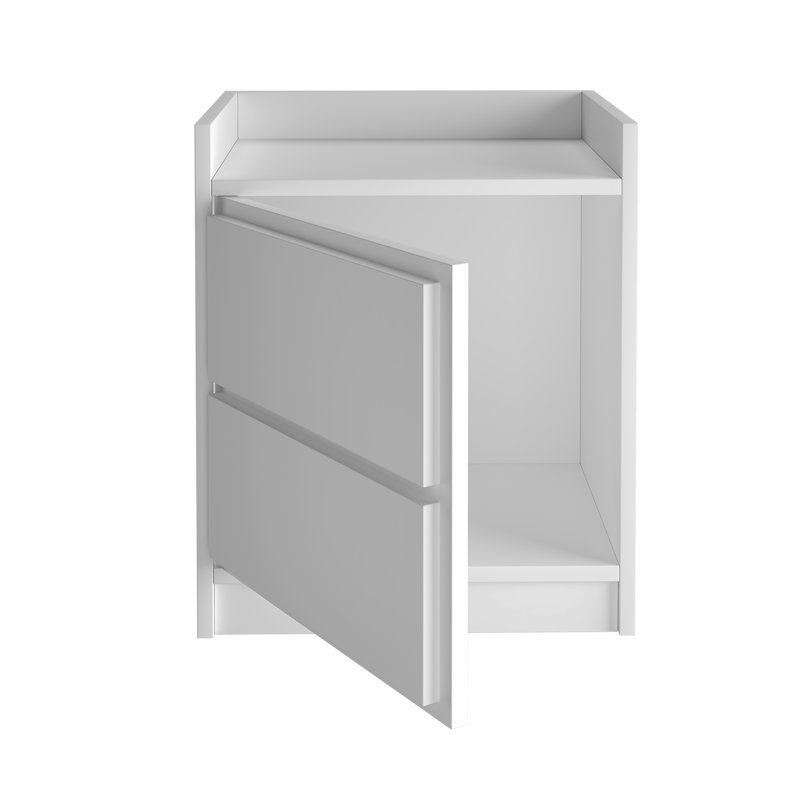 Boyd Sleep Adagio Mid-Century Modern Low Profile Nightstand, White