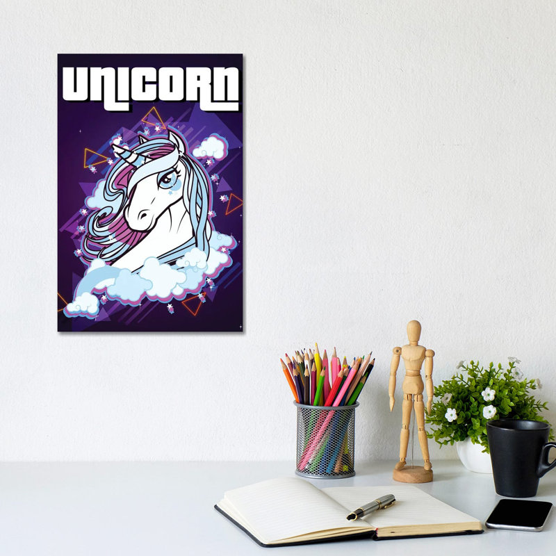 Unicorn Retro II by Gab Fernando - Wrapped Canvas Gallery-Wrapped Canvas Giclée, 20.32 cm H x 30.48 cm W