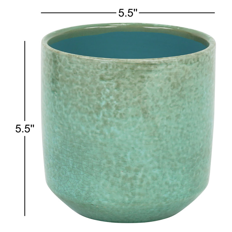 Pot à fleurs en céramique Sia, H 5,5 po x l 5,5 po x P 5,5 po, Vert