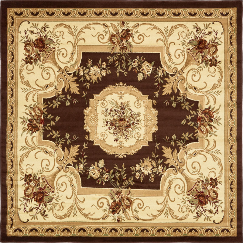 Debora Oriental Area Rug, Square 4'1", Brown
