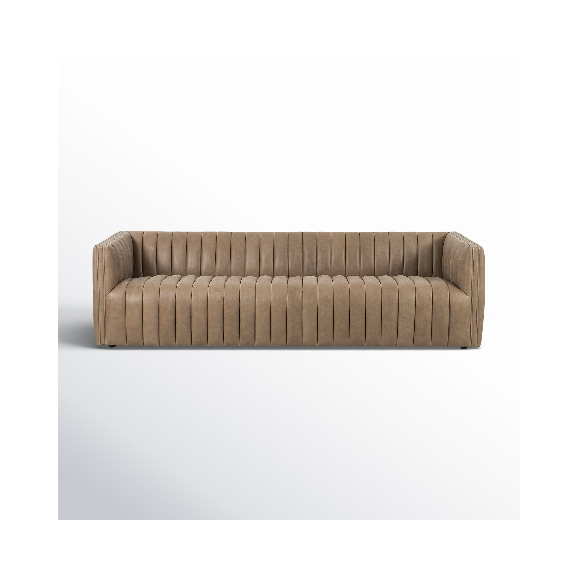 Brandt 97" Tuxedo Arm Sofa, 26.5" H x 97" W x 35" D, Palermo Drift Genuine Leather