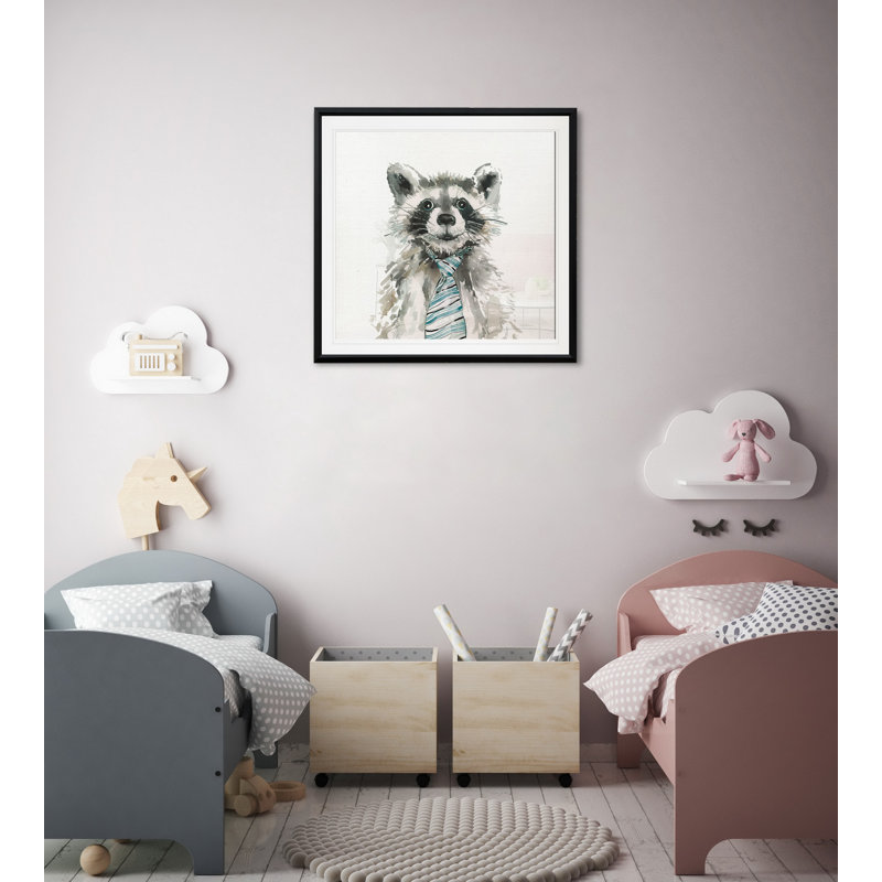 «Cute Critter Raccoon», art sur toile, H 30,5 po x l 30,5 po x P 1,5 po, Cadre plastique noir