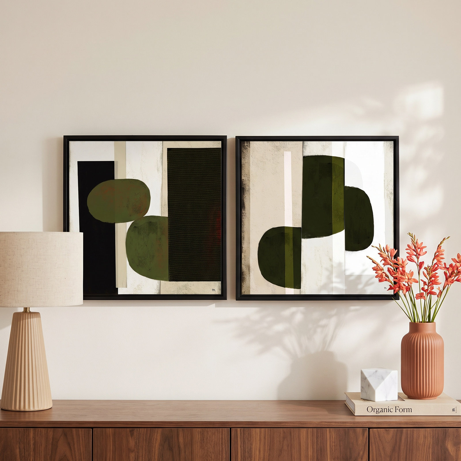 Collage 2-Piece Painting Set, 30" H x 60" W, Black