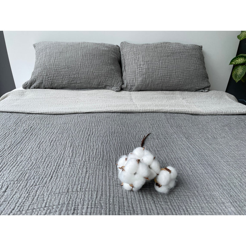 Muslin Shams Cotton Sham Set, Standard/Twin, Anthracite