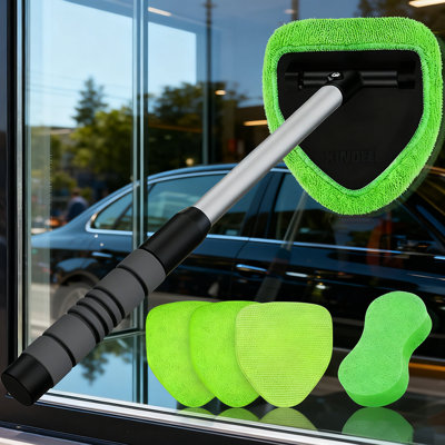 Brosse télescopique pour vitres d'auto 20,07 "avec housses en microfibre
