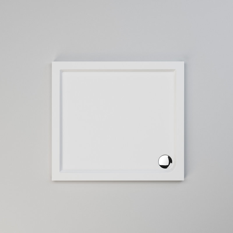 Carnbore Stone Standard Shower Tray - White, 40mm H x 1000mm W x 900mm D