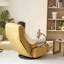 Chaise rotative avec options réglables, métal jaune, coussin de siège rembourré à 360 degrés, réglages, rembourrage confortable-130794364