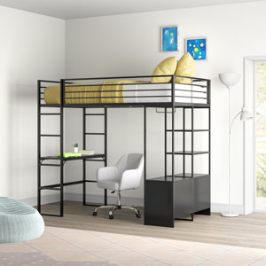 Kleiman Twin Loft Bed with Desk and Storage