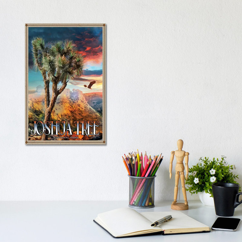 Joshua Tree National Park by Old Red Truck - Wrapped Canvas Print, 30.48cm H x 20.32cm W x 1.91cm D