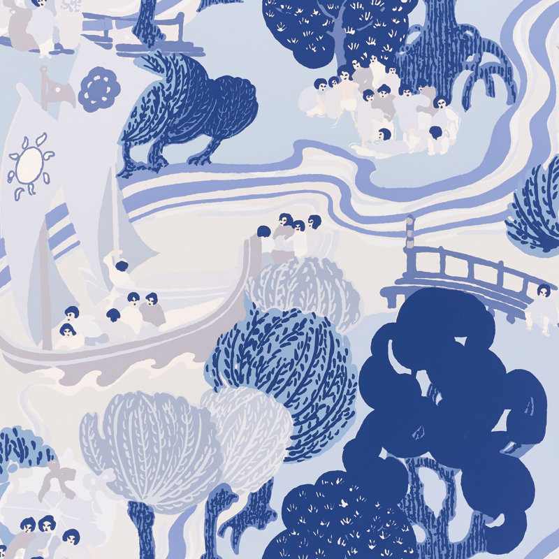 Pearl River Wallpaper, Blue