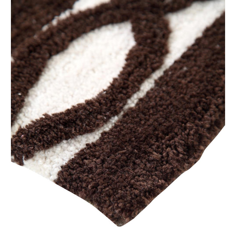 Ensemble de tapis pour salle de bain géométrique 2 pièces Yair, Brun