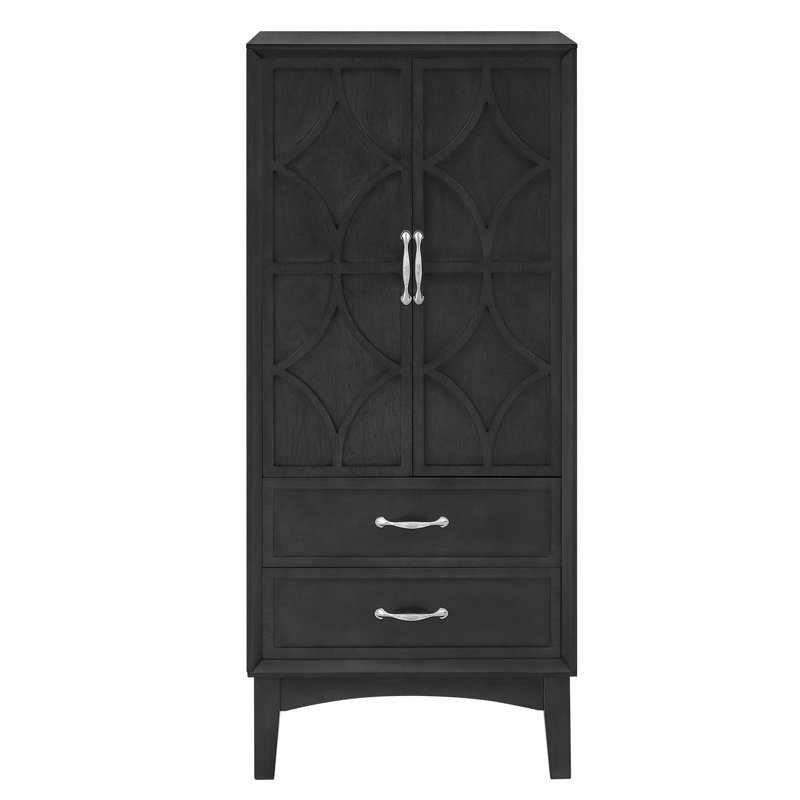 Armoire d'appoint 53,5 po avec 2 tiroirs, Noir, noir, noir, noir