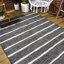 Tapis intérieur / extérieur noir / ivoire à rayures berbères Siegert-1197773777