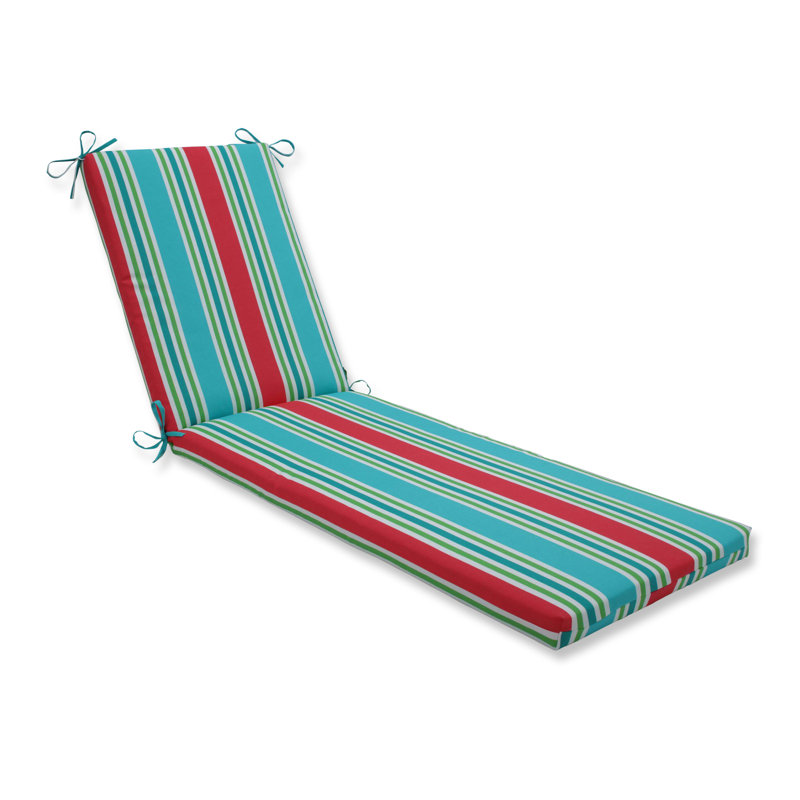 Coussin de chaise longue à rayures, Turquoise / Corail